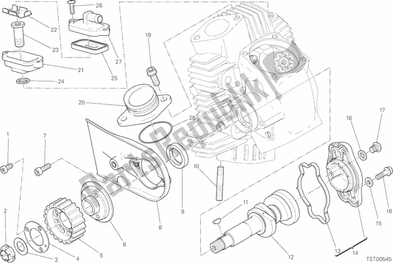 Wszystkie części do Testa Orizzontale - Distribuzione Ducati Scrambler Sixty2 Thailand 400 2016